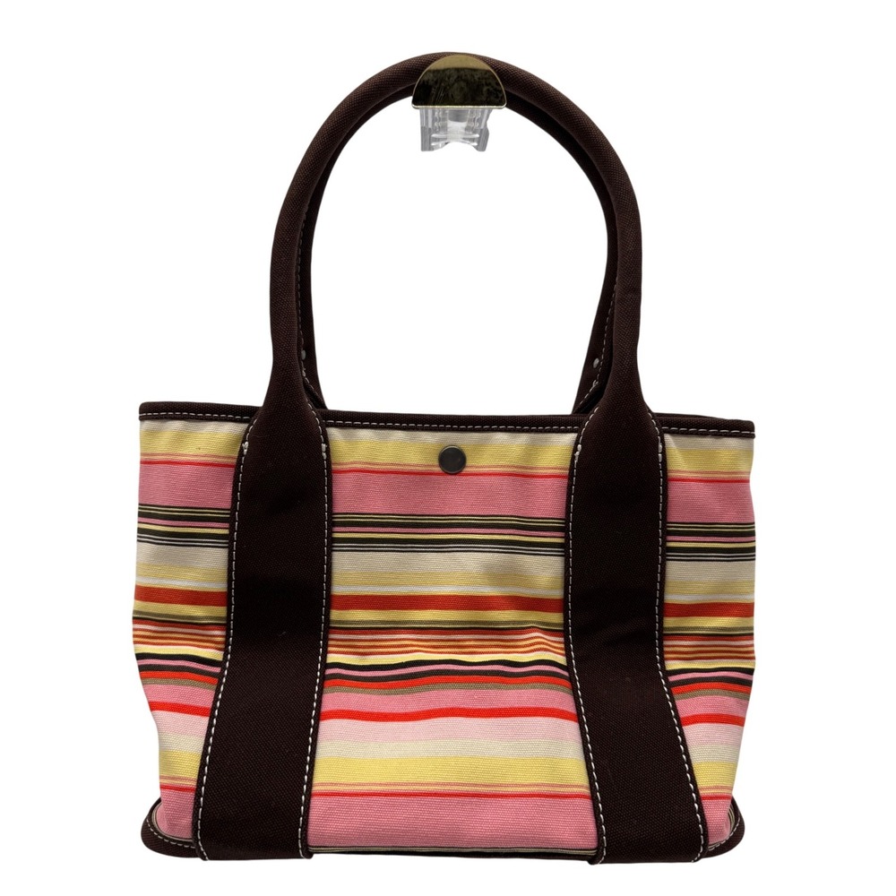 J. Crew Tote Bag Womens Small Multi Color Excellent Striped Canvas Handbag